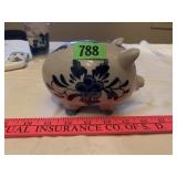 Hand Painted Delft Blue Piggy Bank