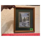 Framed Jon Crane Print w/Evergreen Trees