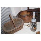 Basket, Wood Boxes, Buttons