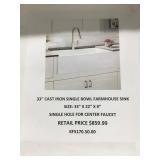 33in cast iron single bowl farmhouse sink 33in cast iron single bowl farmhouse sink