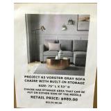 Vorster Gray sofa chaise with built in storage.