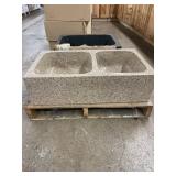 Tan speckled dbl bowl granite sink Tan speckled dbl bowl granite sink