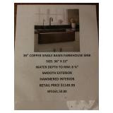36in Copper Single Basin Farmhouse Sink