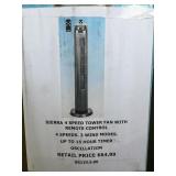 Sierra 4 speed Tower Fan w/Remote Control