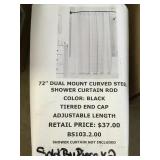 72in Dual Mount Curved Steel Shower Curtain Rod x2