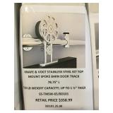 Knape & Vogt stainless top mount barn door track.