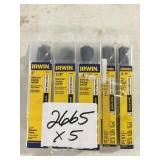 Irwin silver and Deming drill bits x5