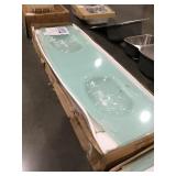 70.5in Glass Bathroom Vanity Top Double Bowl Sink