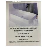 24in x 16in Porcelain Bathroom Vessel Sink