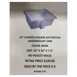 16in Square Undermount Sink x4