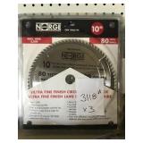 Norge 10in, 80T fine finish circular saw blade x3