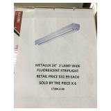 24 inch two lamp wide fluorescent strip light x6