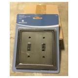 Double Toggle Beaded Silver Wall Plate