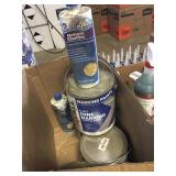 4 gallons yellow traffic paint, pool chemicals