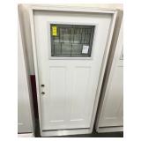 36" RH Patina Leaded Craftsman Ext Door