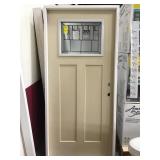36" LH Patina Leaded Craftsman Ext Door
