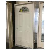 36" RH Steel Exterior Door w/ Leaded Eyebrow