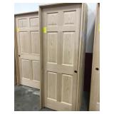30" LH Interior Unfinished 6 Panel Oak Door