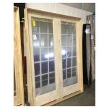 60" Interior Fullview Pine French Door