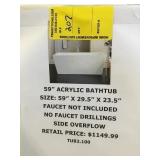 59" Acrylic Rectangle Bathtub