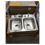 7" Double Bowl SS Kitchen Sink w/ Faucet