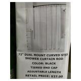 72in Dual Mount Curved Steel Shower Curtain Rod x2