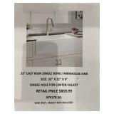 33in Cast Iron Farmhouse Sink