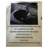 Black granite vessel bowl sink X2