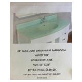42in Alya green glass vanity top