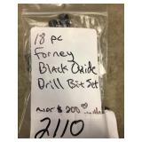 18 pc Forney black oxide drill bits