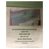 42in light green glass vanity top