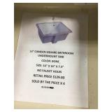 16" Square Bathroom Undermount Sink