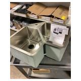 Stainless double bowl corner kitchen sink