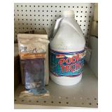 Bags and gallon jugs of pool shock x 3