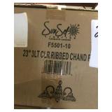 23 inch 3 light clear ribbed chandelier