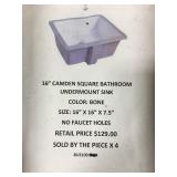 16" Camden Square Bathroom Undermount Sink x4
