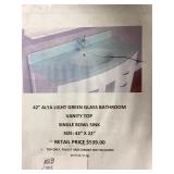 42" Alya Light Green Glass Bathroom Vanity Top