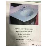 36" Alya Light Green Glass Bathroom Vanity Top