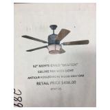 52in Monte Carlo Grafton ceiling fan w/light