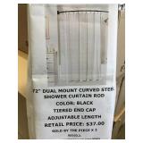 72in dual mount curved steel shower curtain rod x2