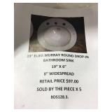 19in Eljer Murray Round Drop-in bathroom sink x5