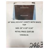 24" wall mount vanity w/white top