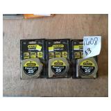 Stanley 25ft. Power lock tape measures x3