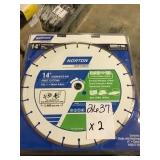 Norton 14in wet/dry diamond saw blade x2