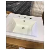 24" Rectangle Pedestal Sink w/Base in White