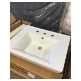 24" Rectangle Pedestal Sink w/Base in White