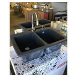 9" Franke Dbl Bowl Sink w/ Faucet & Dispenser