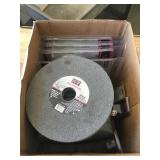 Box of grinding wheels and emery cloth