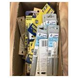 Box of Drill bits. Sawzall blades and dies