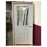 36" LH Fiberglass 1/2 Lite Exterior Door w/ Grids